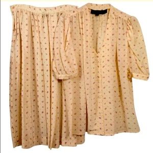 🏆HP🏆 Balfores 100% Silk Blouse & Skirt Ensemble